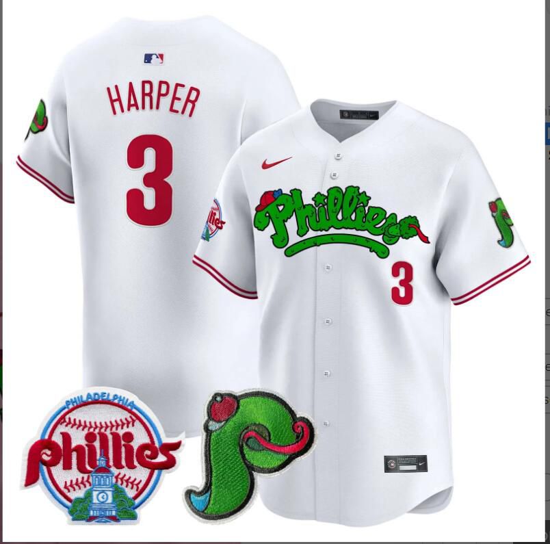 Men Philadelphia Phillies #3 Harper white Limited 2024 MLB Nike jersey->indianapolis colts->NFL Jersey